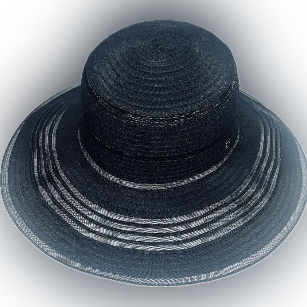 LN Liz Claiborne (One Size) Black Wide Brim Sun Hat. - Picture 6 of 8